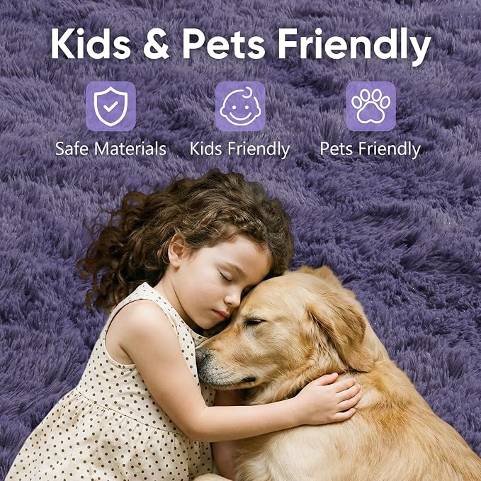 4'x5'3'' Taro Purple Fluffy Soft Area Rug Non-Slip - Image 7