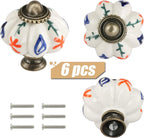 Ivory Pumpkin Knobs 6 Pack Ceramic Cabinet Knobs Vintage Drawer Pulls - Image 2
