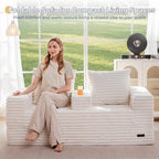 MAXYOYO Loveseat Sofa Bed, Striped Faux Fur Foldable Floor Sofa Couch in A Box - Image 8