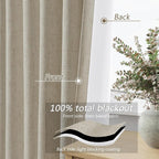 Extra Long 100% Blackout Linen Curtains - Image 4
