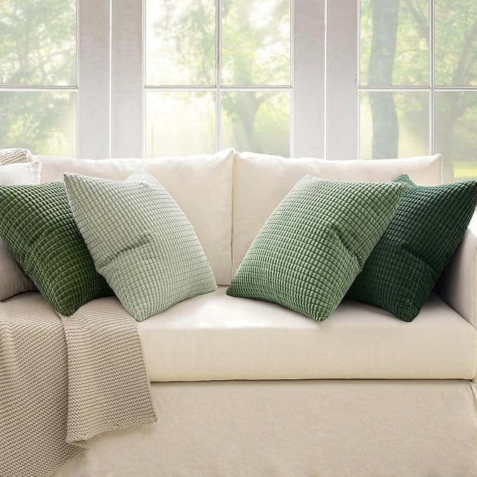 MIULEE Sage Green Pillow Covers 16x16 Inch Set of 4 Spring Boho Farmhouse Home - Image 6