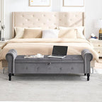 67" Storage Bench for Bedroom, Velvet End of Bed Bench, King Size Bench - Image 3