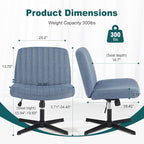 OLIXIS Criss Cross Chairs Legged Armless No Wheels Wide Seat Height Adjustable - Image 2