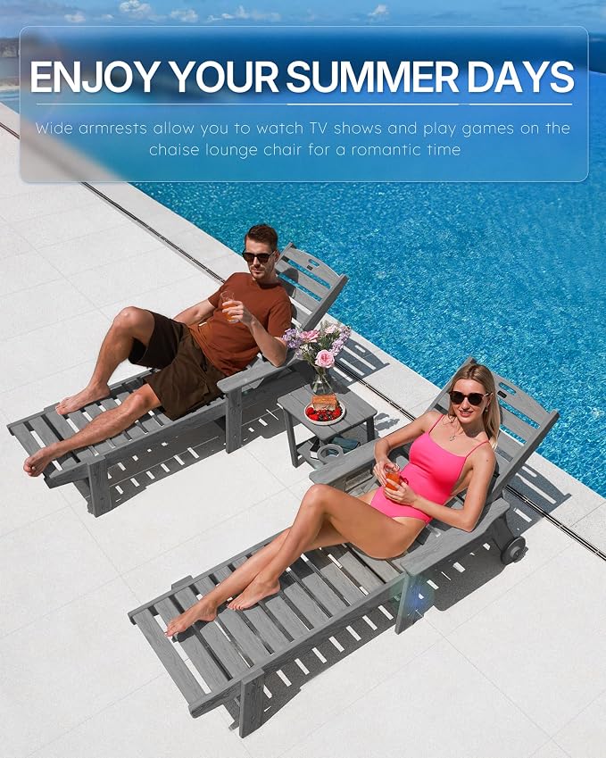 Patio Chaise Lounge Chair Set of 4, Oversize Lounge Chairs - Image 3