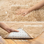 Pionblank Fluffy Runner Rugs for Bedroom 2x6, Camel | Modern Shaggy Area Rug - Image 5