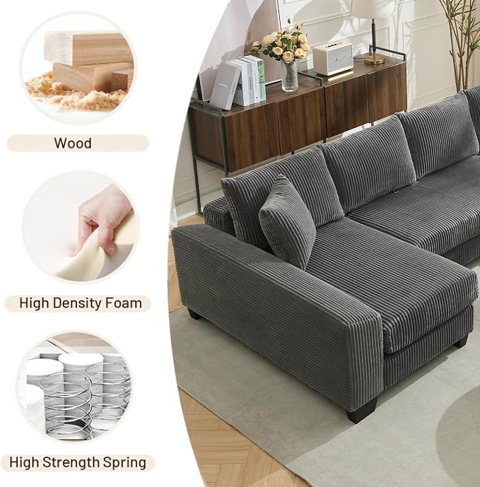 114" Sectional Couches with Pull Out Bed - Image 9