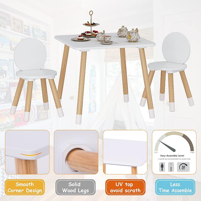 UTEX Kids Table with 2 Chairs Set - Image 6
