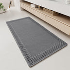 RESARE Waffle Bathroom Runner Rugs, Non Slip Boho Bath Mat 24x48 Dark Grey | by Resare