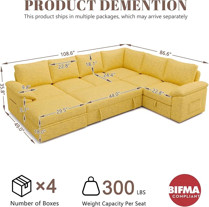 108 Inch Modular Sectional Sofa - Image 3