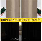 NICETOWN 100% Blackout Burlap Linen Curtains 90 inches Length - Image 4