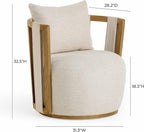 First of a Kind Swivel Chair in Cream Linen - Image 2