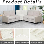 Easy-Going Stretch Soft Sectional Corner Sofa Couch Slipcover Cream | 1-Piece - Image 4