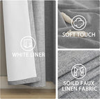 Yakamok Dove Grey Linen Textured Curtains 96 Inches Long - Image 6