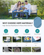 SERWALL HDPE Patio Sofa Set, 4-piece Sectional Outdoor Furniture Set, All - Image 4