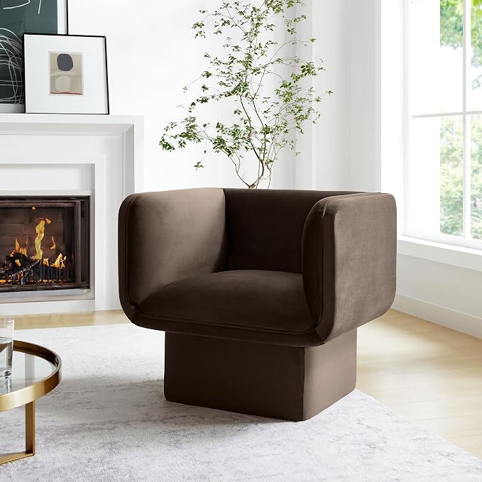 Modway Tate Performance Velvet Accent Chair in Chocolate Brown - Image 2