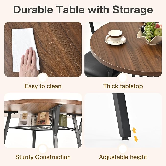 Pamapic Round Dining Table Set for 4, Kitchen Table and Chairs for 4, Dining - Image 7