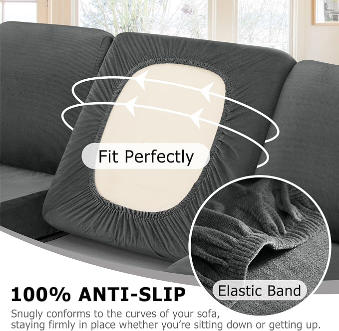 Arfntevss Sectional Couch Covers L Shape Couch Cushion Covers Slipcovers Fitted - Image 4