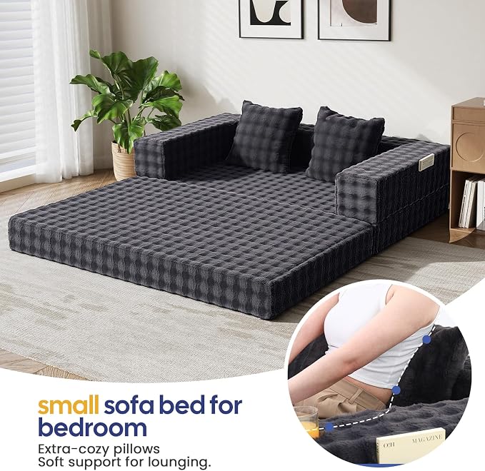 COMAX Futon Sofa Bed, 4‑in‑1 Convertible Sofa Bed, Folding Boneless Couches - Image 4