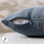 MIULEE Dark Grey Blue Chenille Couch Throw Pillow Covers, 20x20 | Set of 2 - Image 5