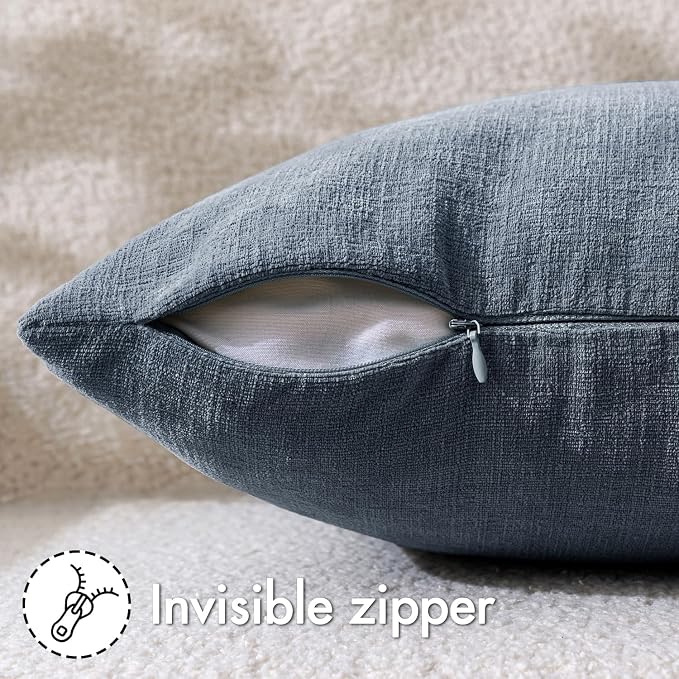 MIULEE Dark Grey Blue Chenille Couch Throw Pillow Covers, 20x20 | Set of 2 - Image 5