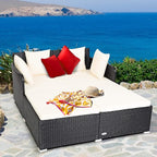 Tangkula Outdoor Rattan Daybed, Wicker Furniture - Image 4