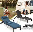 HOMREST Chaise Lounge Chairs Set of 4, PE Rattan Wicker Recliner, Patio Lounge - Image 4