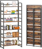 4NM No Assembly 6 Tiers Folding Bookshelf Storage Shelves Vintage Bookcase by 4NM