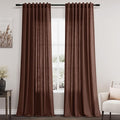 Extra Long Rustic Brown Linen Curtains 120 Inch by Nanspring