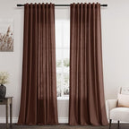 Extra Long Rustic Brown Linen Curtains 120 Inch by Nanspring