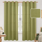 Moss Green Linen Curtains 72 inches Long by LAMIT
