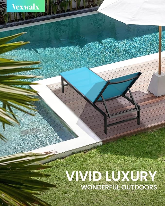 Vexwalx Outdoor Lounge Chairs Set of 2, Aluminum Patio Chaise Lounge Chairs - Image 2