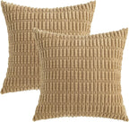 MIULEE Euro Sham Corduroy Decorative Throw Pillow Covers 22x22 Khaki | Pack of - Image 6