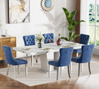Henf 7 Pieces Faux Marble Dining Table Set - Image 3