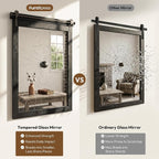 24"x36" Black Barn Door Wall Mirror, Solid Wood Framed Rustic Accent Mirror - Image 6
