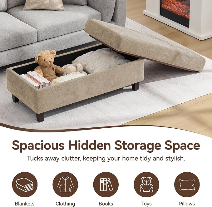 45 Inch Large Storage Ottoman Bench - Image 5