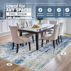 5x7 Area Rugs for Living Room Washable Bedroom Dining Room Blue Grey White | - Image 2