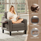 Accent Chair for Living Room Modern Linen Upholstered Armchair Side Wooden - Image 4