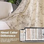 Extra Long Taupe Vintage Floral Linen Curtains Farmhouse 2 Panels | Elisa - Image 6