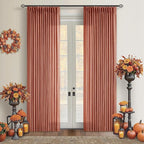 Firebrick 80 Inch Pinch Pleated Light Filtering Linen Curtains 2 Panels | Boho by Twodrapes