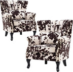 Cow Print Accent Chairs Set of 2 by DMFurniture