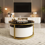 Modern Round Nesting Coffee Table Fluted - Image 5