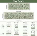 Yamaziot 2x6 Washable Hallway Runner Rug Non Slip Floral Carpet, Sage Green | - Image 2
