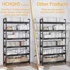 HCHQHS Bookshelf, Adjustable Industrial Bookcase, Vertical Tall Book Shelf - Image 5
