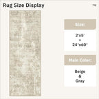 Soalmost Abstratc Runner Rug 2x5 Washable Kitchen Entry Runners Beige/Gray | - Image 5