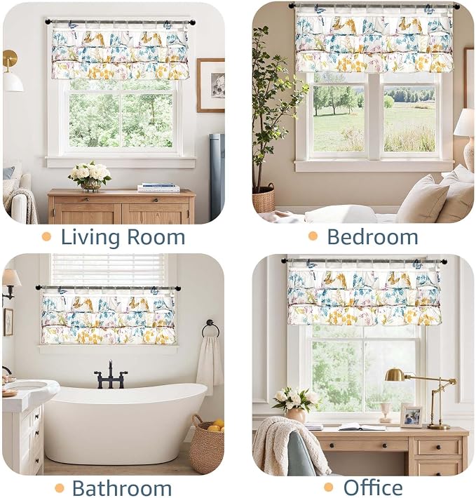 jinchan Floral Ruffled Valance Curtain - Image 6