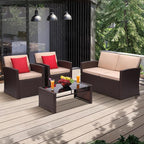 KROFEM 4-Piece Patio Furniture Set, Wicker Outdoor Rattan Sectional Sofa - Image 7