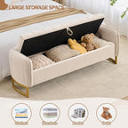66" Storage Bench for Bedroom End of Bed, King Size Bed Bench - Image 3