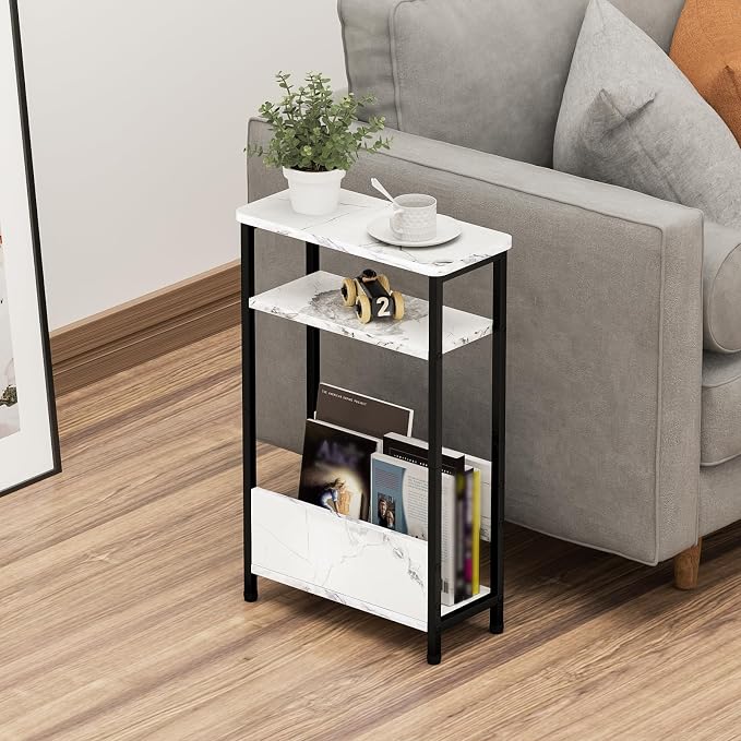 THUMEYE 7.1" Narrow Side Table for Small Spaces, 3 Tier Small End Table - Image 2