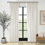 Natural Pinch Pleated Linen Blackout Curtains 84 Inch Length 2 Panels Set | - Image 9
