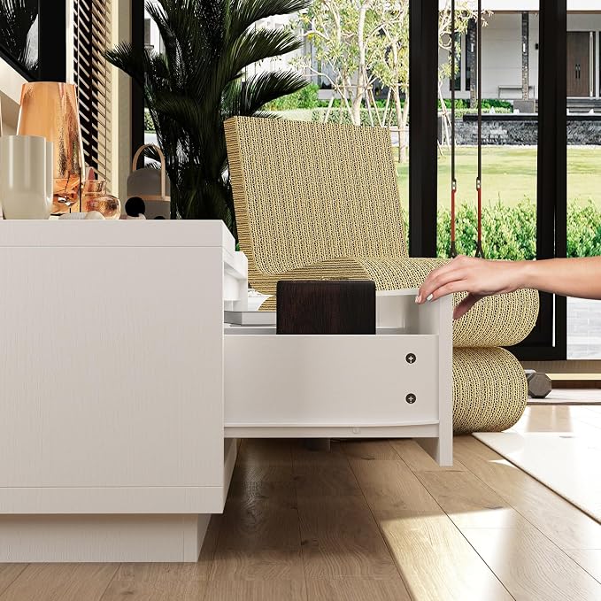 AGOTENI Expandable TV Stand Media Console Table, Modern Entertainment Center - Image 7